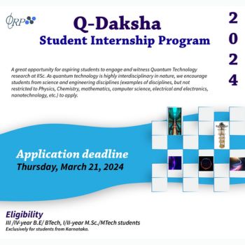 Q-Daksha Student Internship Program 2024 at IISc Bangalore