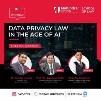 Webinar on Data Privacy Law in the Age of AI by Mahindra University
