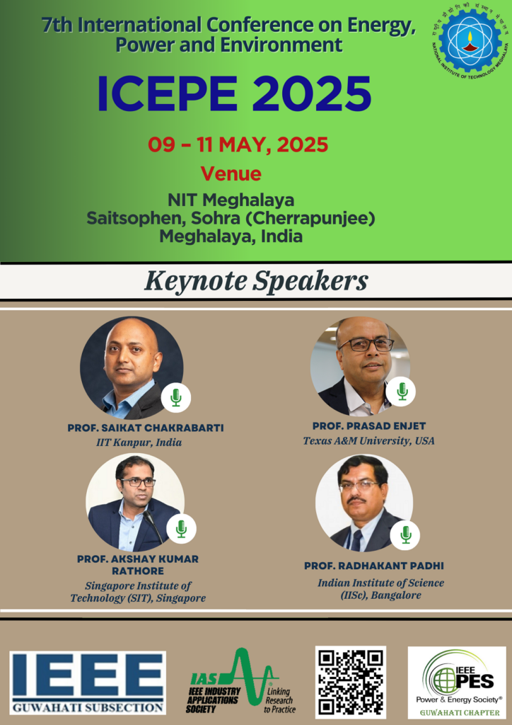 CfP: 7th International Conference on Energy, Power and Environment (ICEPE-2025) at NIT Meghalaya